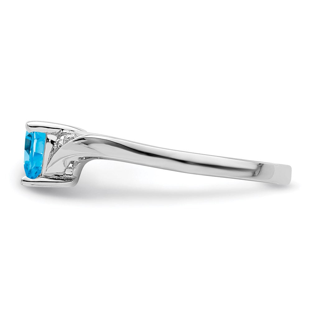 Sterling Silver Rhodium Light Swiss Blue Topaz u0026 Diamond Ring