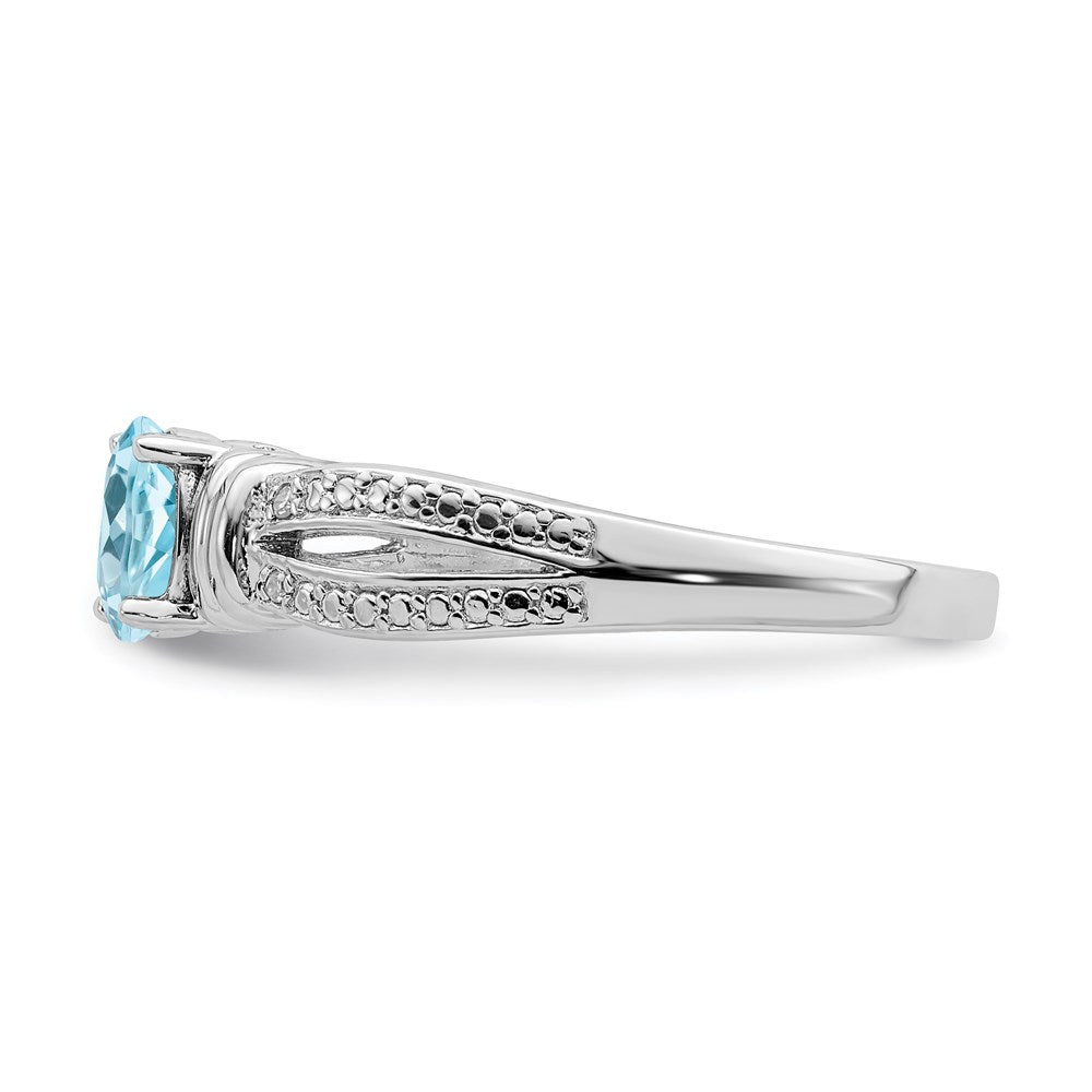 Sterling Silver Rhodium Light Swiss Blue Topaz u0026 Diamond Ring