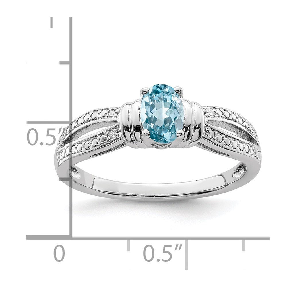Sterling Silver Rhodium Light Swiss Blue Topaz u0026 Diamond Ring