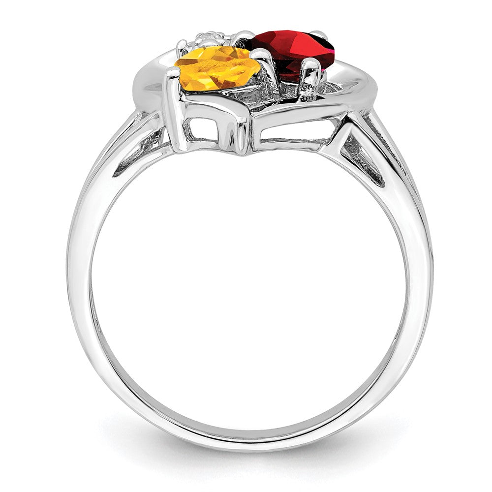 Sterling Silver Rhodium Garnet u0026 Citrine Diamond Ring