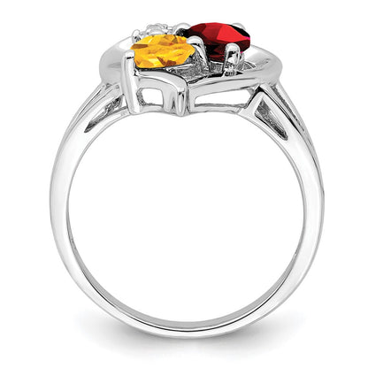 Sterling Silver Rhodium Garnet u0026 Citrine Diamond Ring