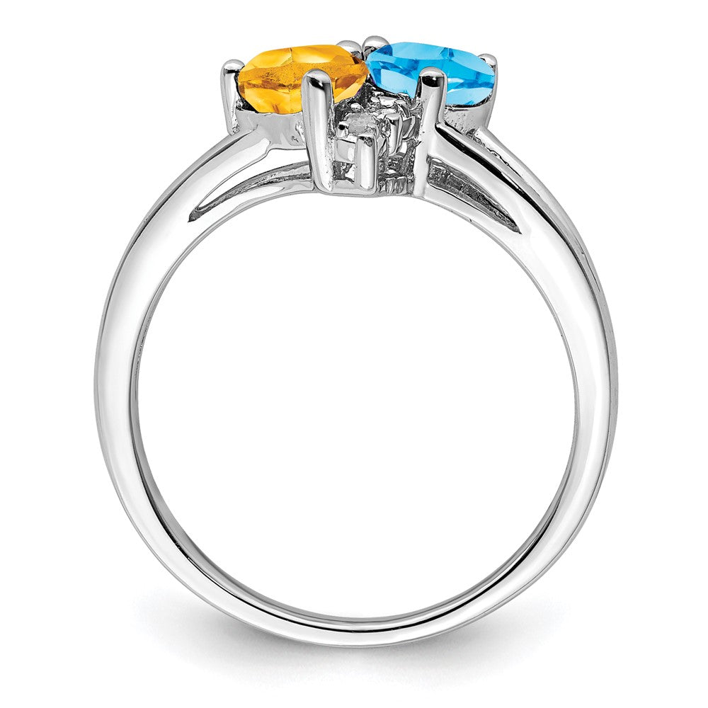 Sterling Silver Rhodium Blue Topaz u0026 Citrine Diamond Ring