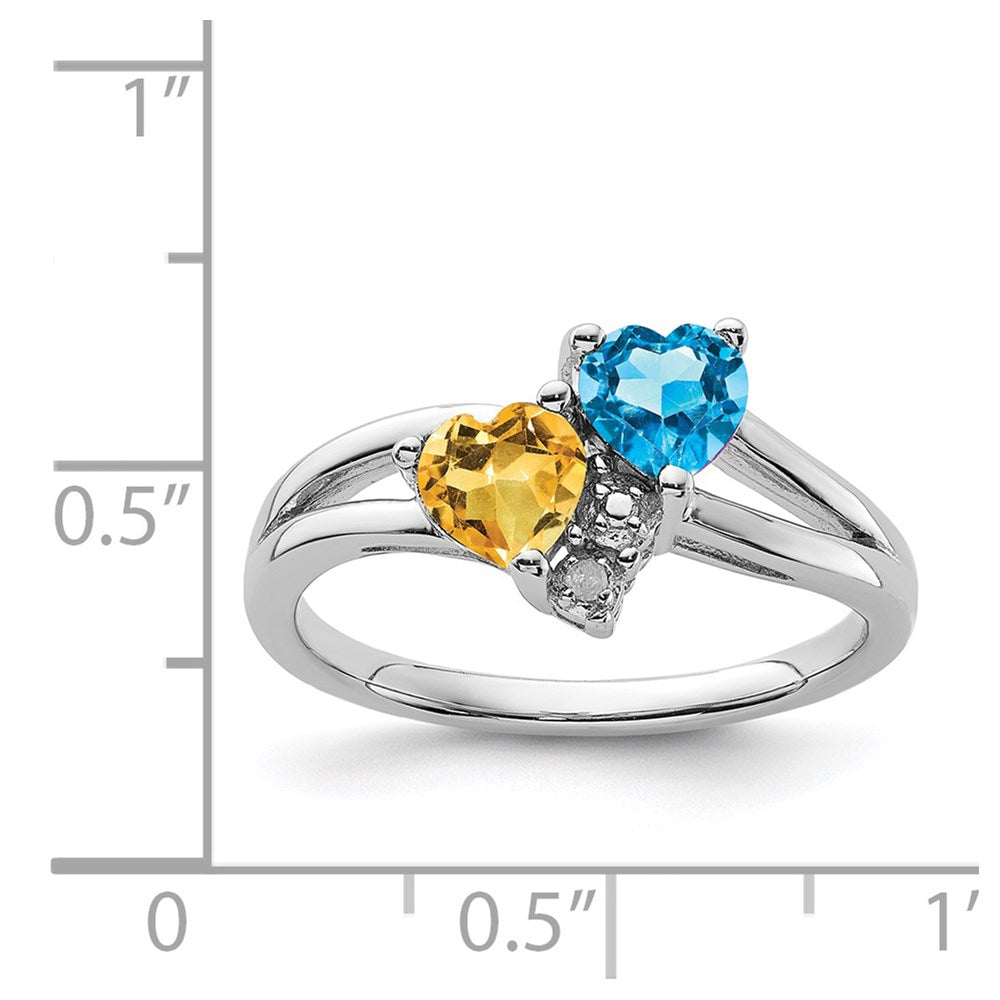 Sterling Silver Rhodium Blue Topaz u0026 Citrine Diamond Ring