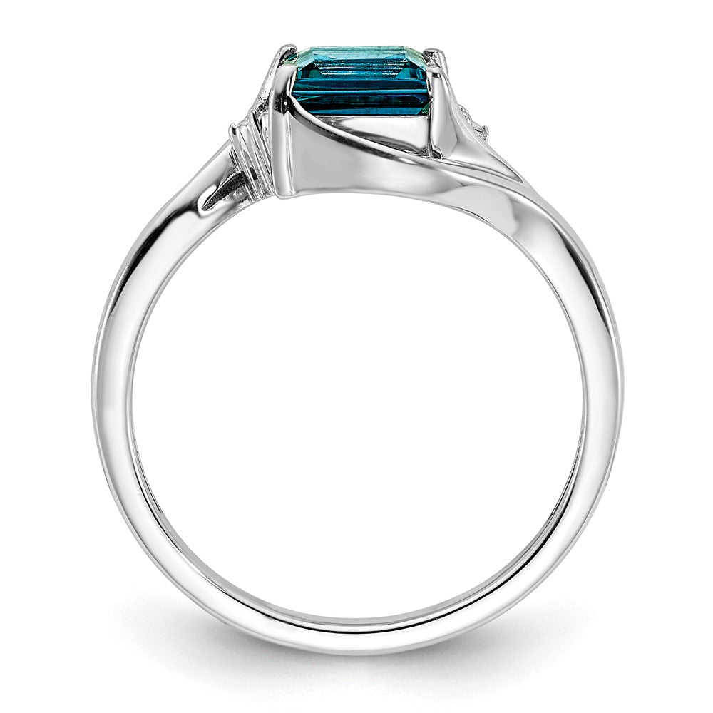 Sterling Silver Rhodium Plated Diamond u0026 London Blue Topaz Ring