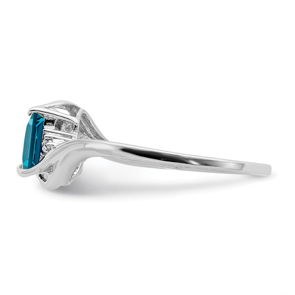 Sterling Silver Rhodium Plated Diamond u0026 London Blue Topaz Ring