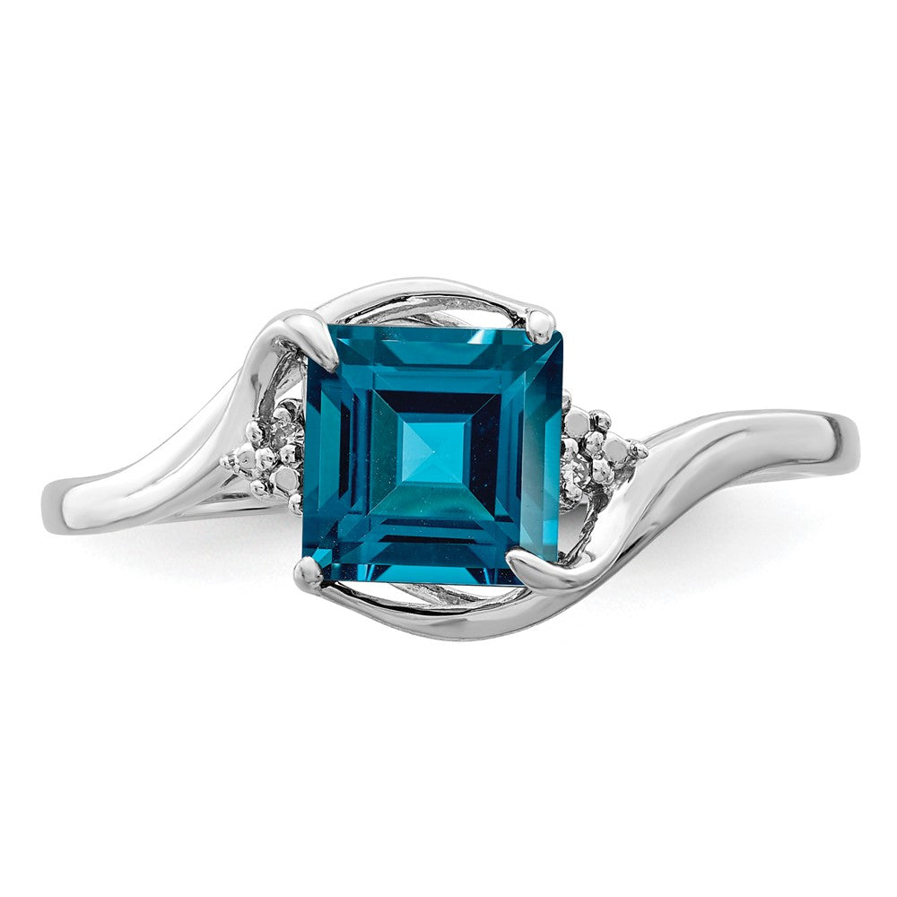 Sterling Silver Rhodium Plated Diamond u0026 London Blue Topaz Ring