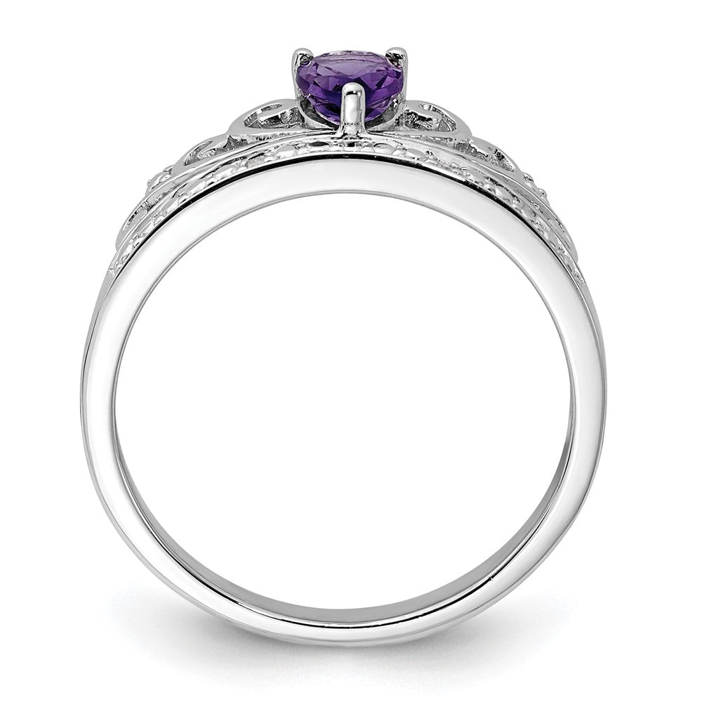 Sterling Silver Rhodium Plated Diamond u0026 Amethyst Teardrop Ring