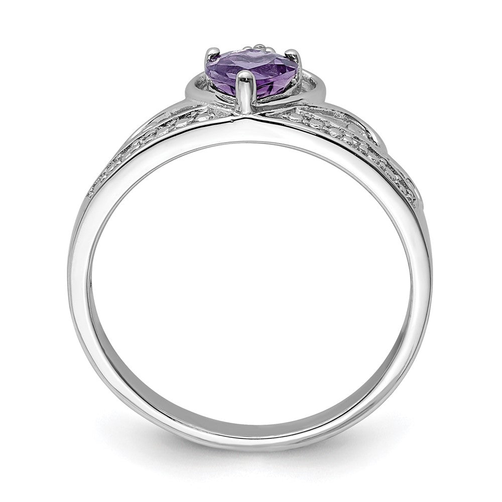 Sterling Silver Rhodium Plated Diamond u0026 Amethyst Teardrop Ring