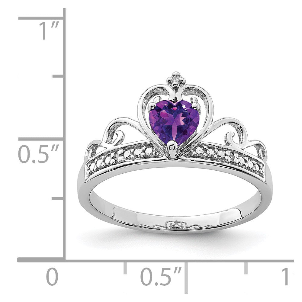 Sterling Silver Rhodium Plated Diamond u0026 Amethyst Teardrop Ring