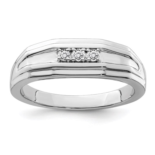 Sterling Silver Rhodium Plated Diamond Men's Ring
