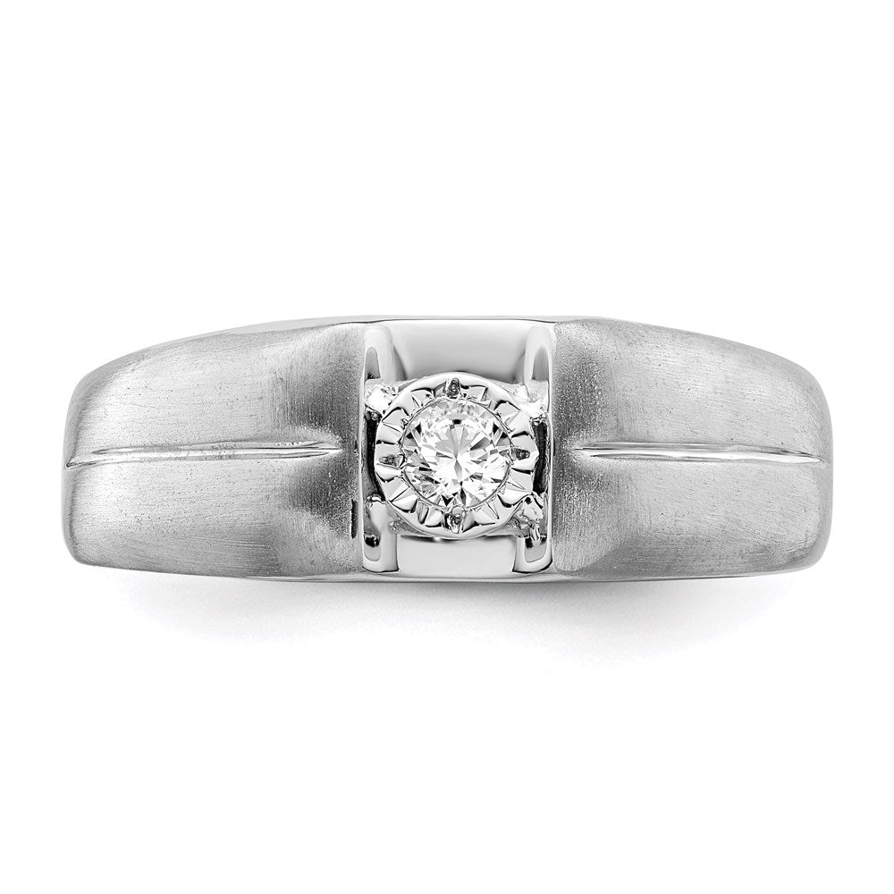Sterling Silver Rhodium Plated Diamond Men's Ring