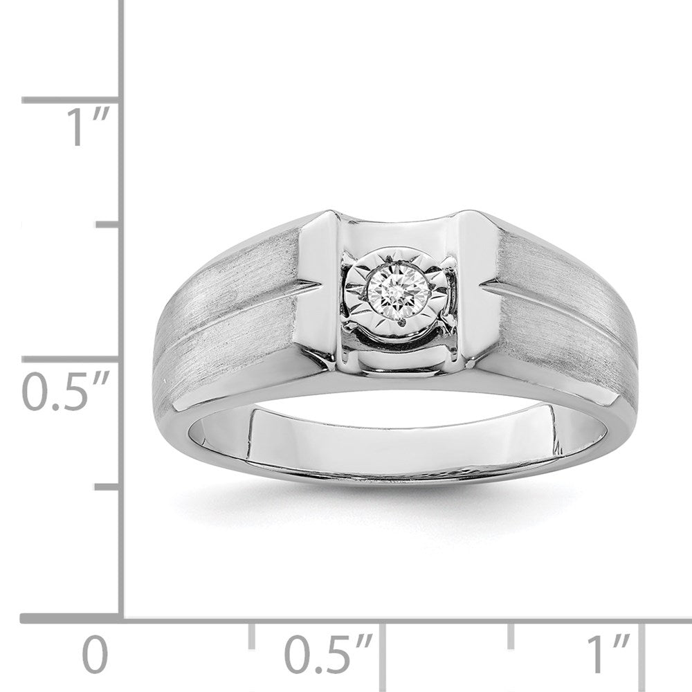 Sterling Silver Rhodium Plated Diamond Men's Ring