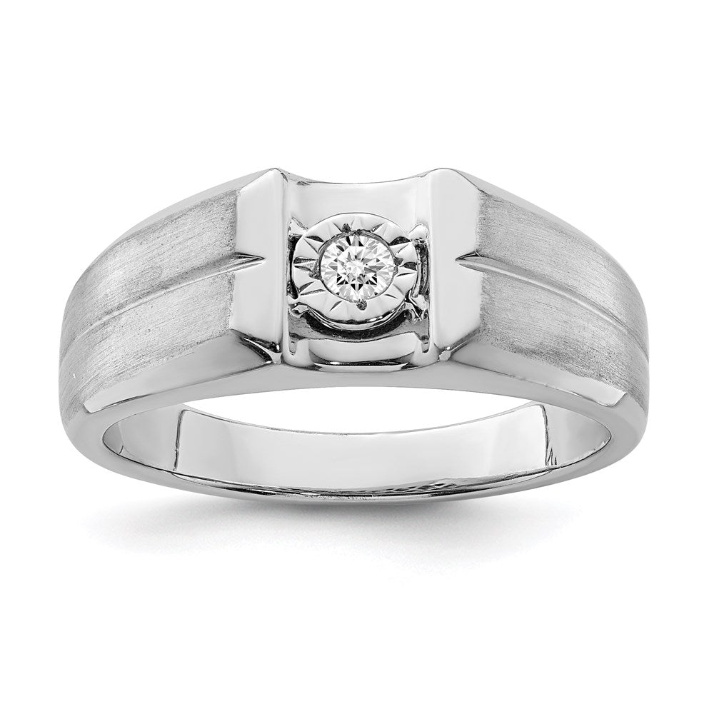 Sterling Silver Rhodium Plated Diamond Men's Ring