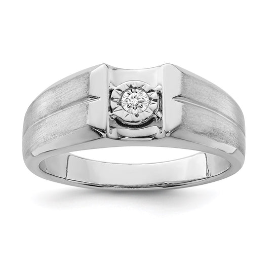 Sterling Silver Rhodium Plated Diamond Men's Ring