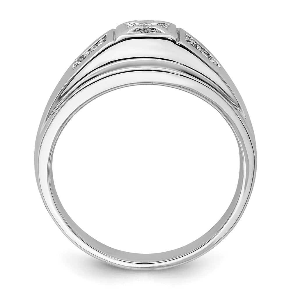 Sterling Silver Rhodium Plated Diamond Men's Ring