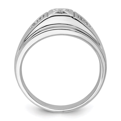 Sterling Silver Rhodium Plated Diamond Men's Ring