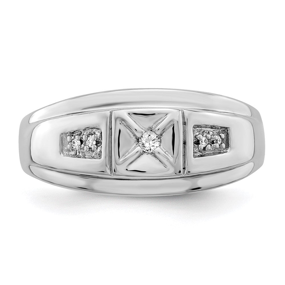 Sterling Silver Rhodium Plated Diamond Men's Ring