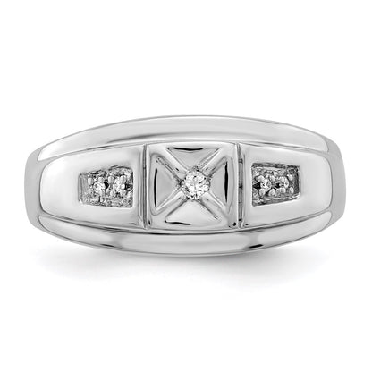 Sterling Silver Rhodium Plated Diamond Men's Ring