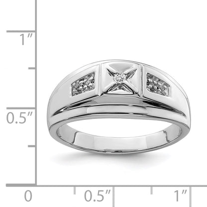Sterling Silver Rhodium Plated Diamond Men's Ring