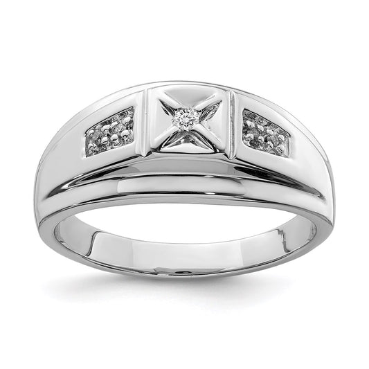 Sterling Silver Rhodium Plated Diamond Men's Ring