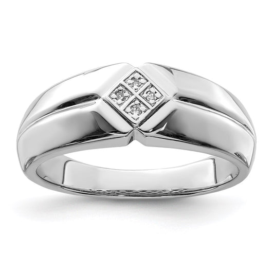 Sterling Silver Rhodium Plated Diamond Men's Ring