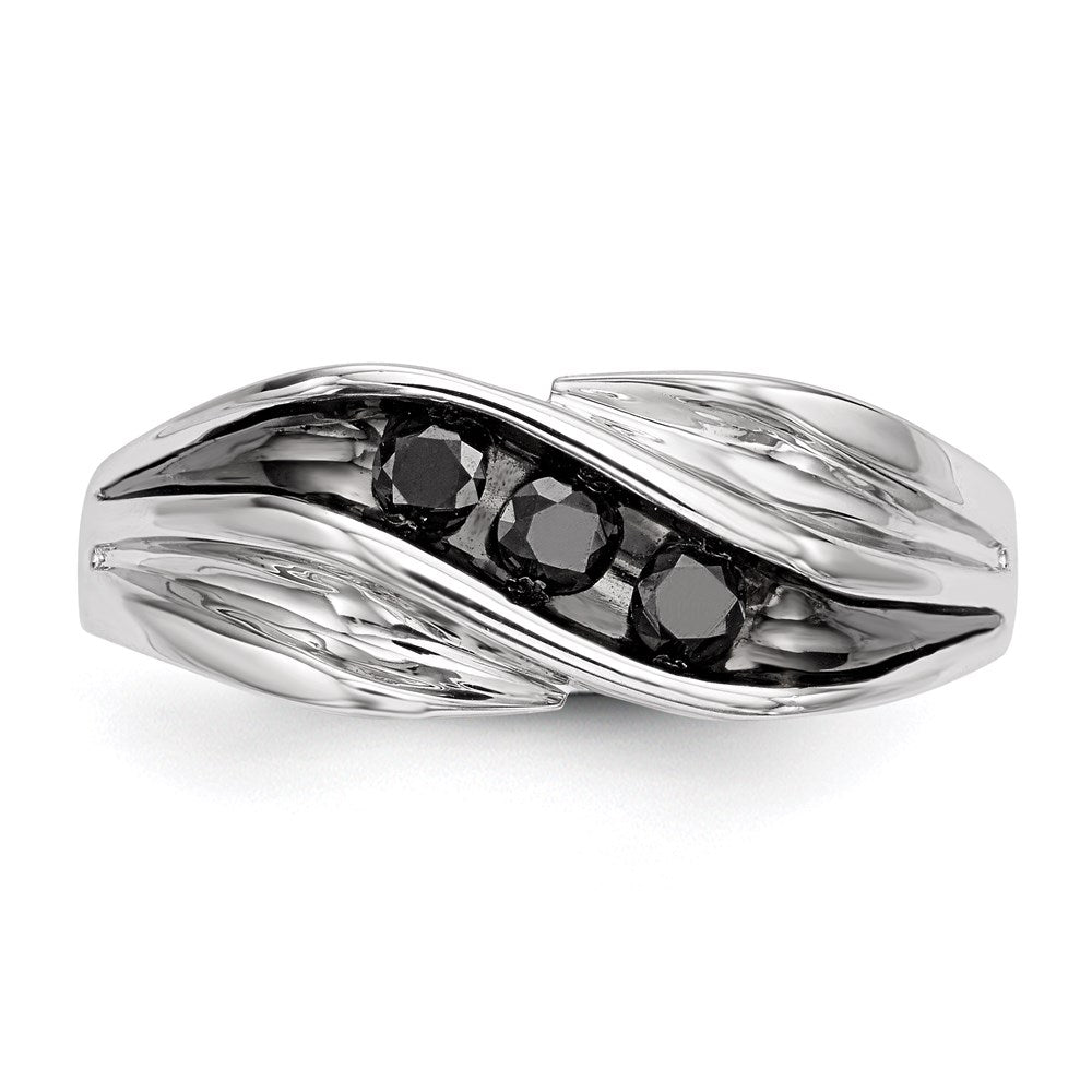 Sterling Silver Black Diamond Men's Ring