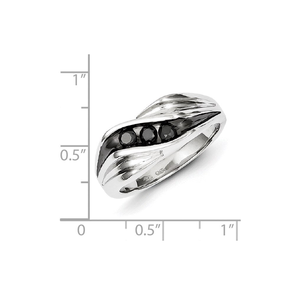 Sterling Silver Black Diamond Men's Ring