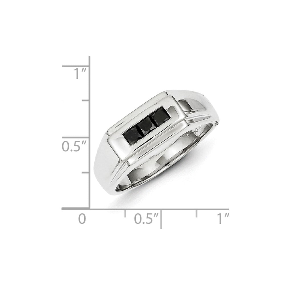 Sterling Silver Black Diamond Men's Ring