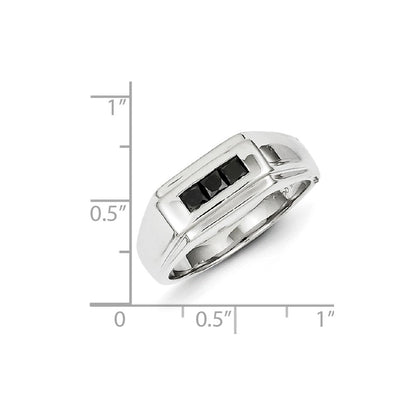 Sterling Silver Black Diamond Men's Ring