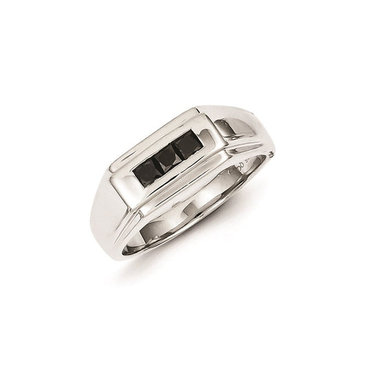 Sterling Silver Black Diamond Men's Ring