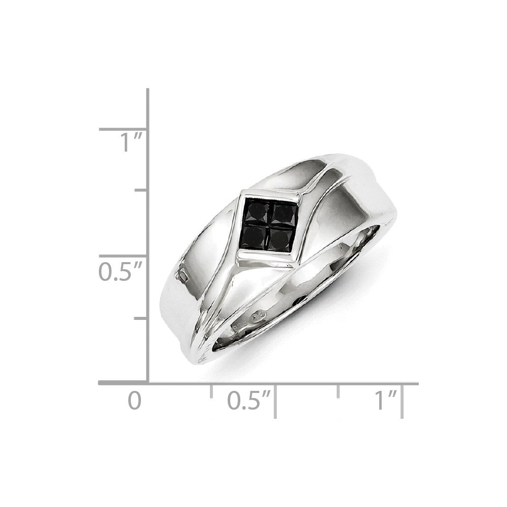 Sterling Silver Black Diamond Men's Ring