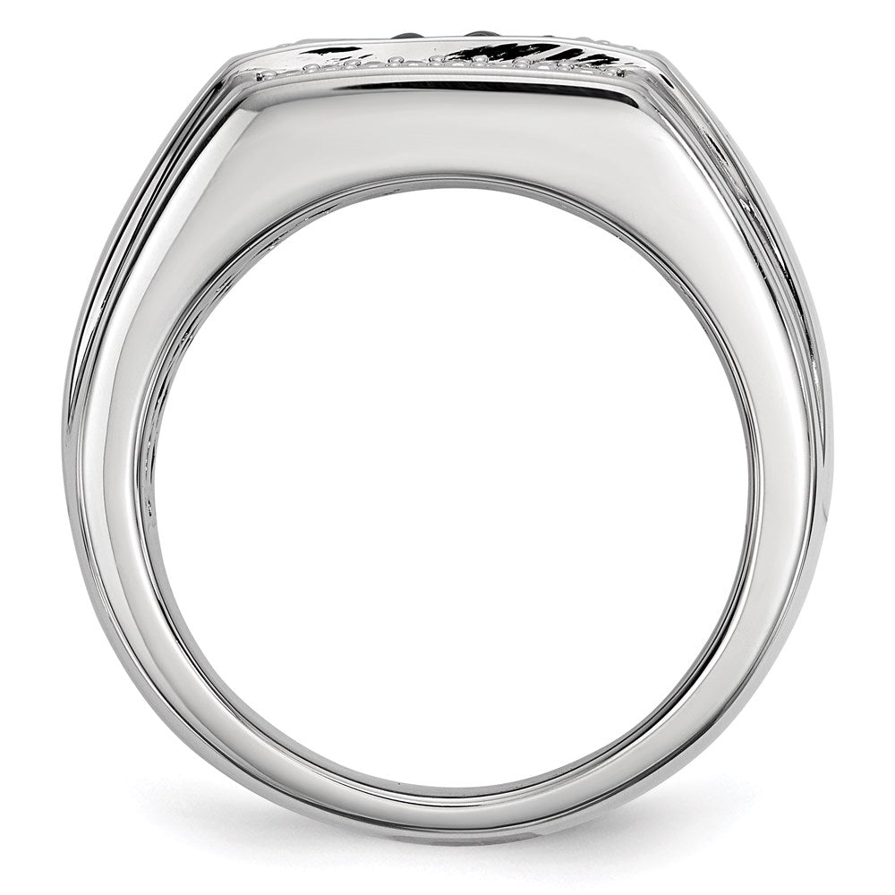 Sterling Silver White u0026 Black Diamond Square Men's Ring