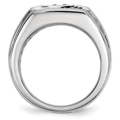 Sterling Silver White u0026 Black Diamond Square Men's Ring
