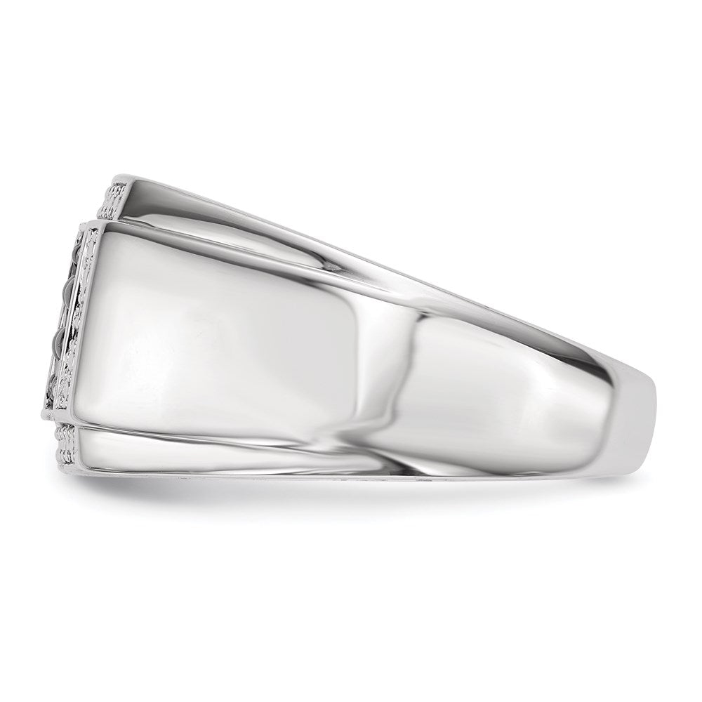 Sterling Silver White u0026 Black Diamond Square Men's Ring