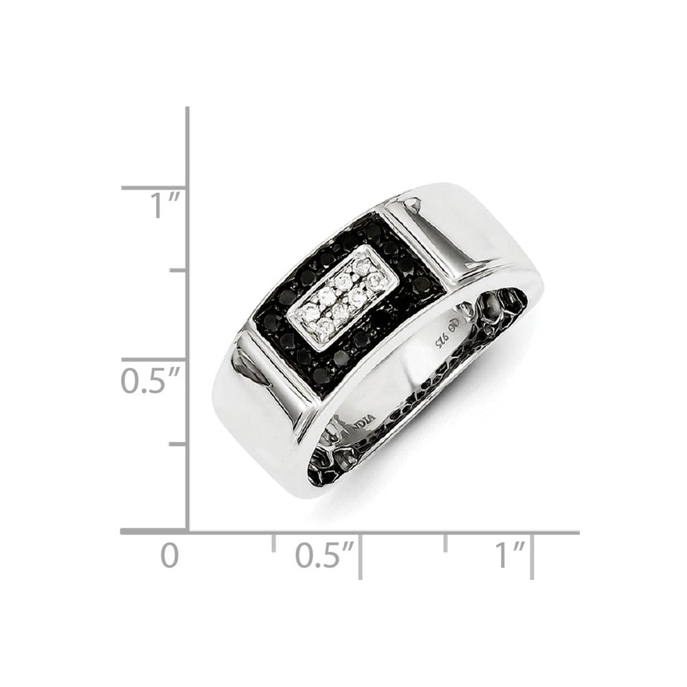 Sterling Silver Black u0026 White Diamond Men's Ring