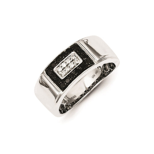 Sterling Silver Black u0026 White Diamond Men's Ring