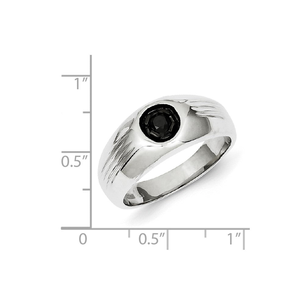 Sterling Silver Black Rhodium Black Diamond Circle Men's Ring