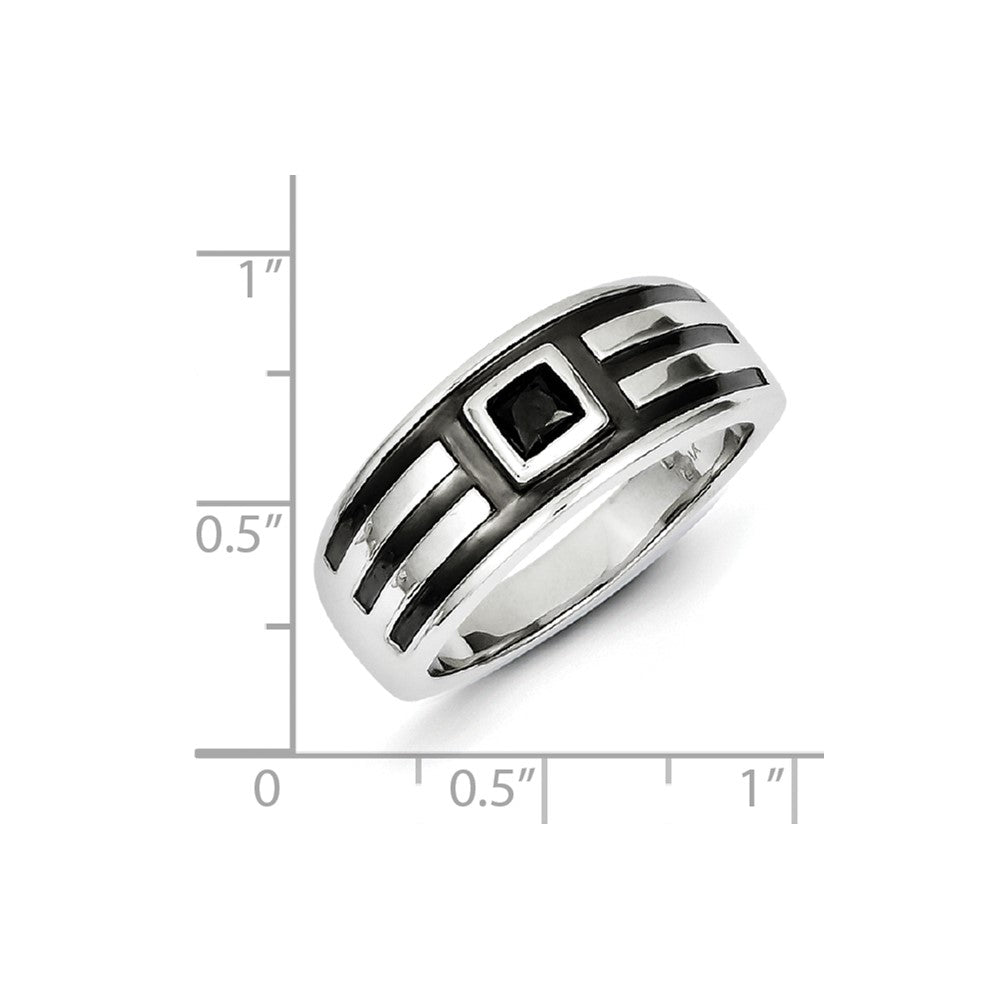 Sterling Silver Black u0026 Black Rhodium Diamond Men's Ring