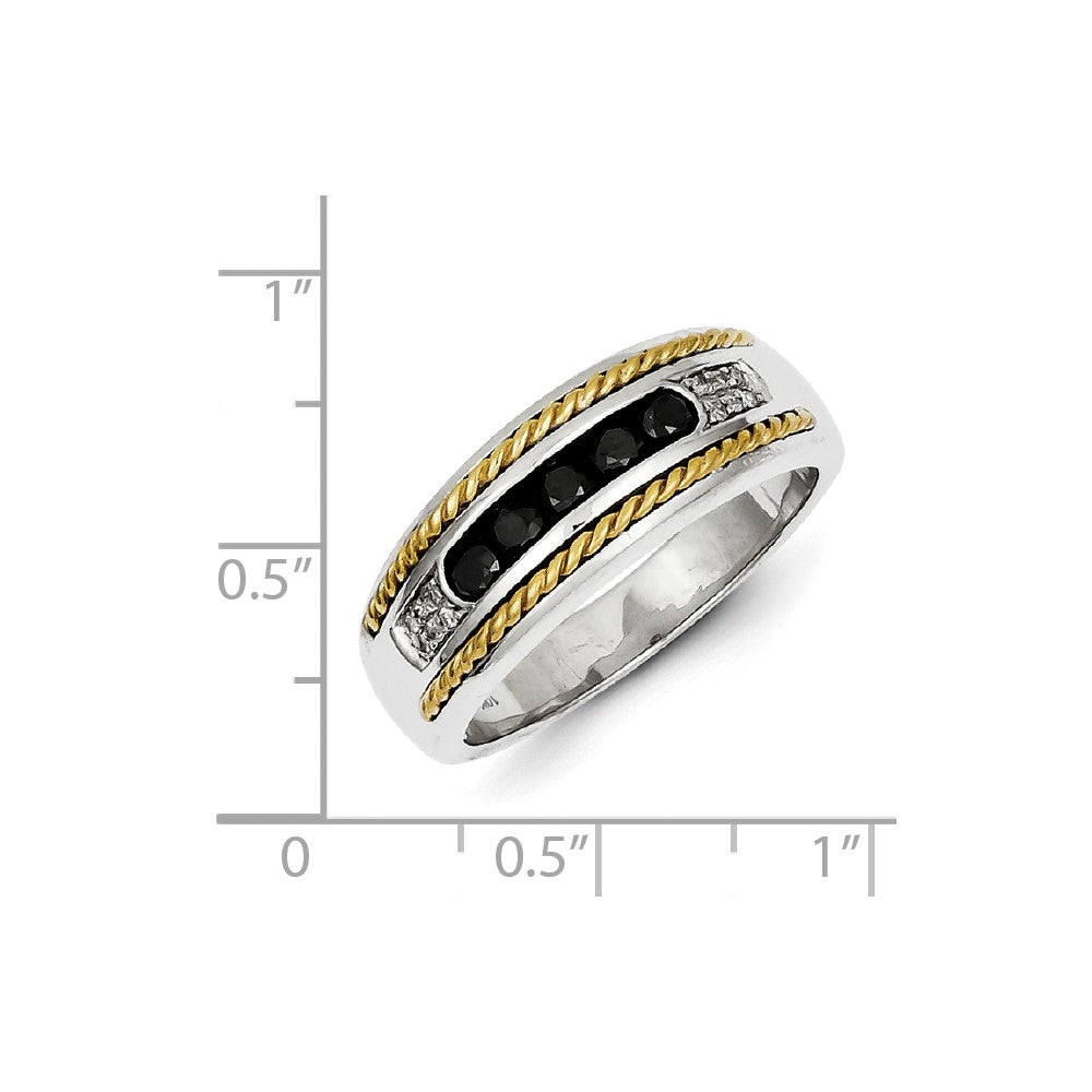 Sterling Silver and Gold Plated Black u0026 White Diamond Men's Ring