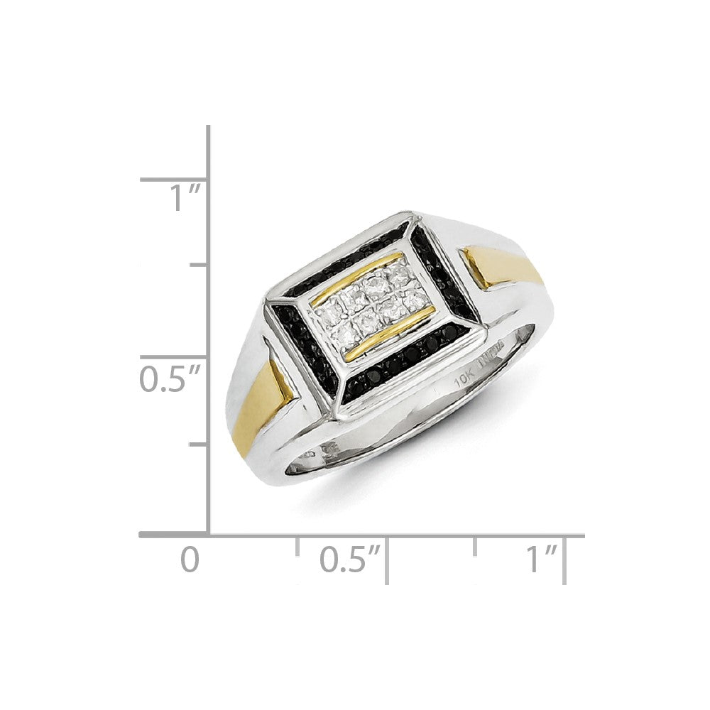 Sterling Silver and Gold Plated Black u0026 White Diamond Men's Ring