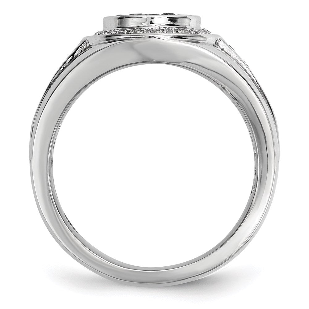 Sterling Silver White u0026 Black Diamond Oval Men's Ring