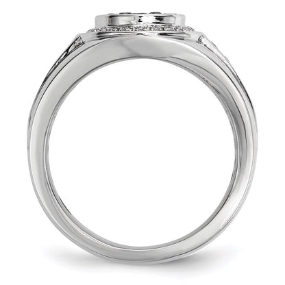 Sterling Silver White u0026 Black Diamond Oval Men's Ring