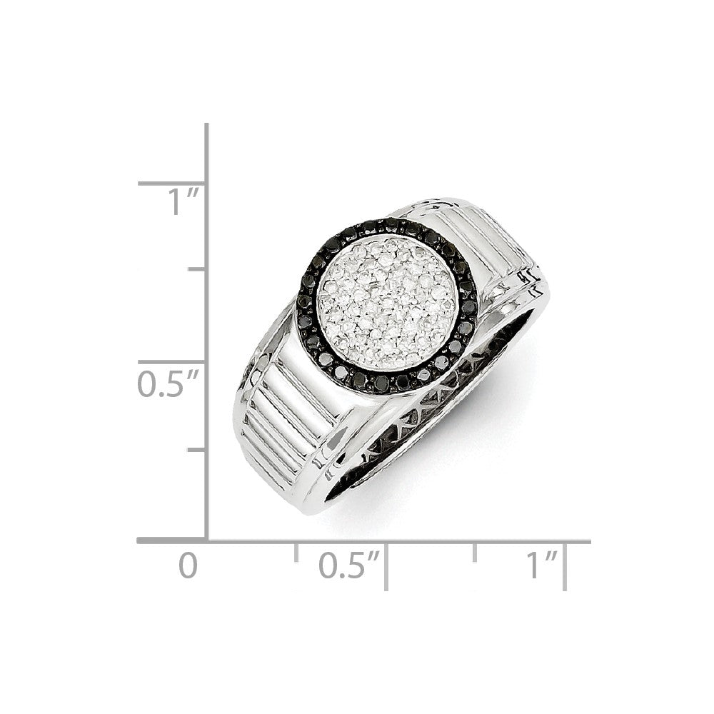 Sterling Silver White u0026 Black Diamond Circle Men's Ring