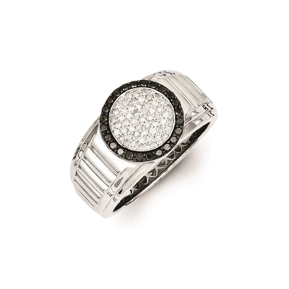 Sterling Silver White u0026 Black Diamond Circle Men's Ring