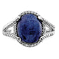 Sterling Silver Rhodium-plated Lapis and Diamond Ring