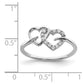Sterling Silver Rhodium Plated Diamond Double Heart Ring