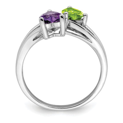 Sterling Silver Rhodium Amethyst u0026 Peridot Diamond Ring