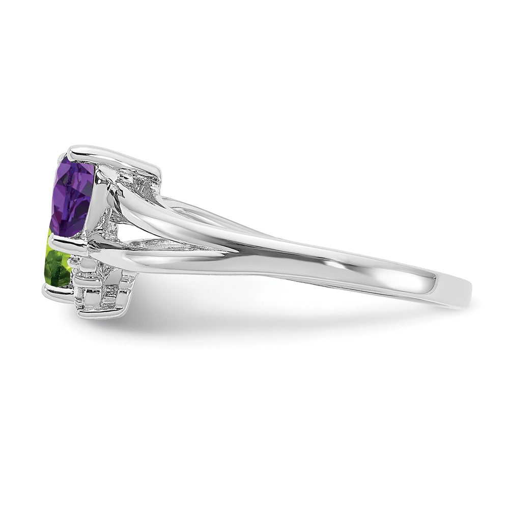 Sterling Silver Rhodium Amethyst u0026 Peridot Diamond Ring