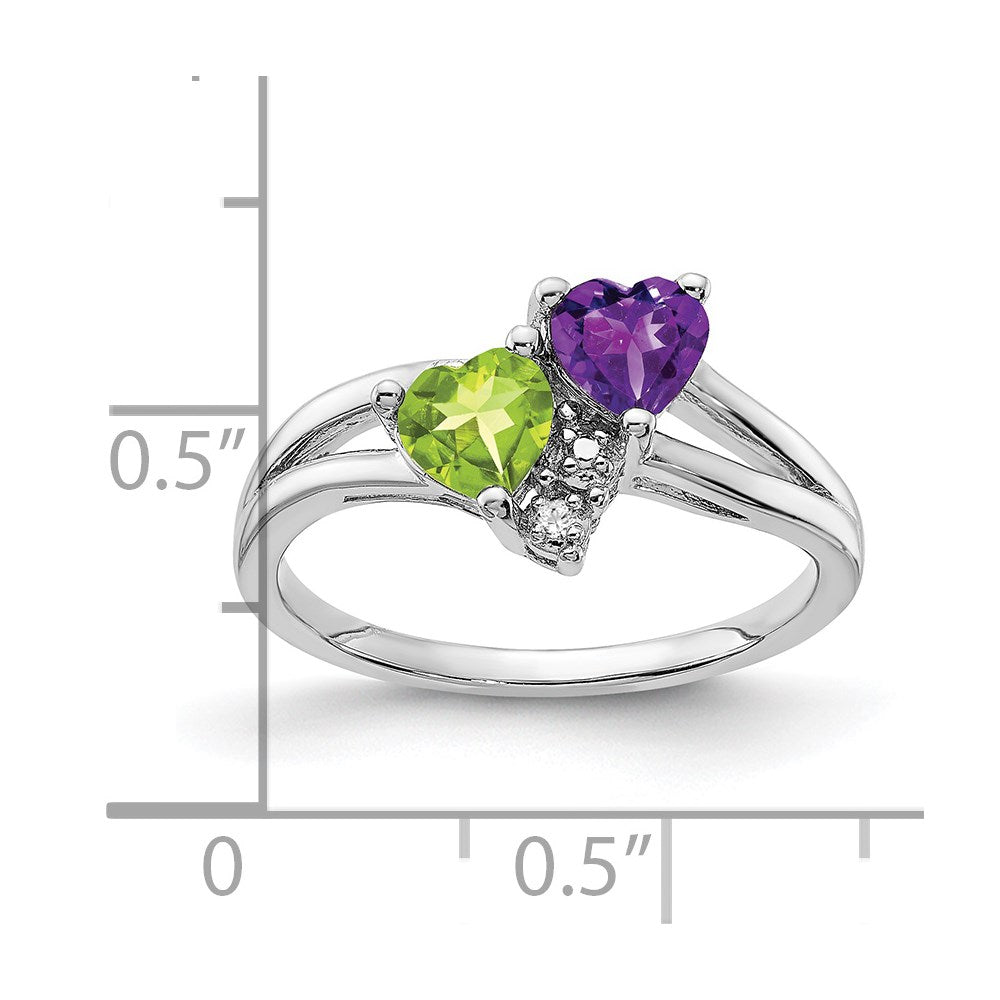 Sterling Silver Rhodium Amethyst u0026 Peridot Diamond Ring