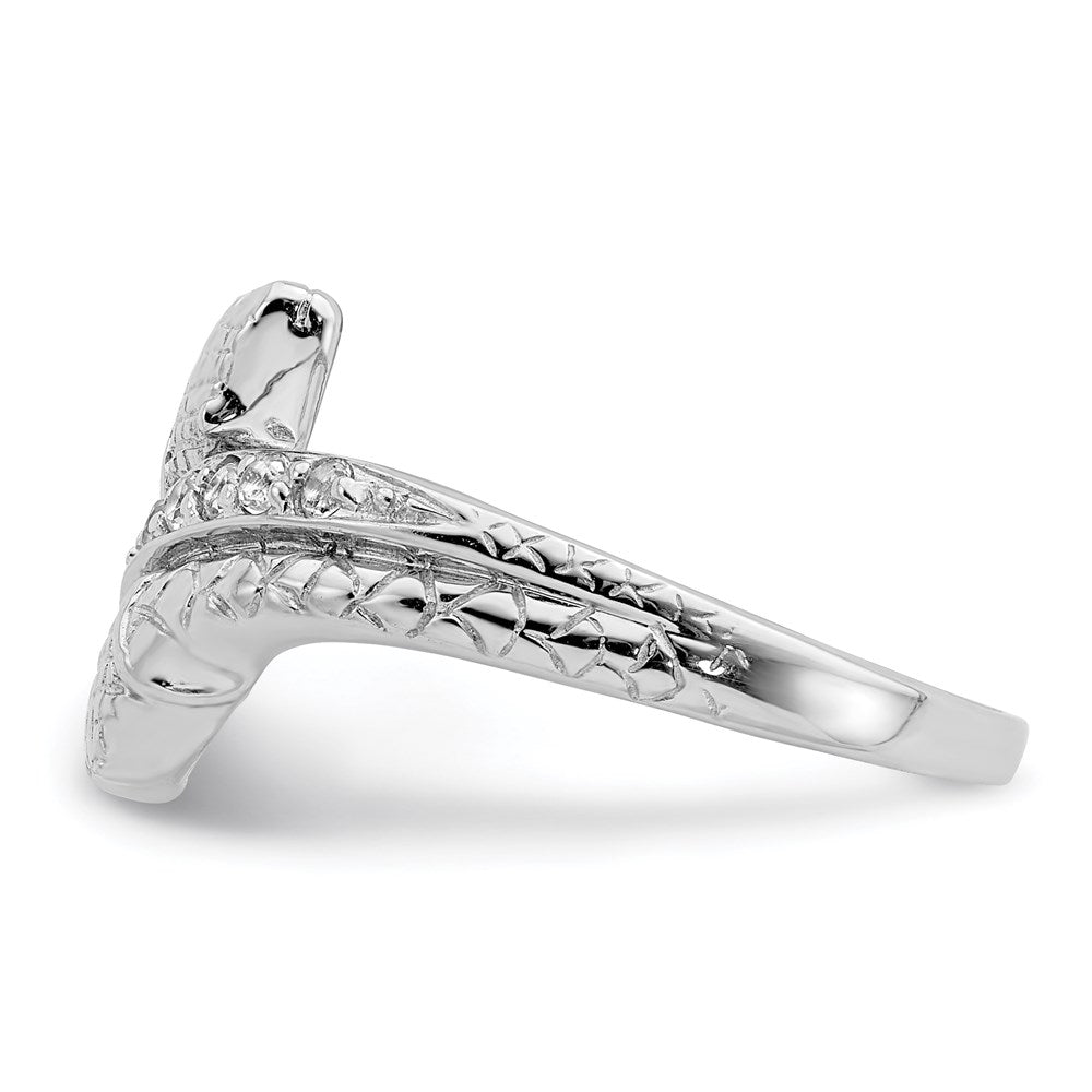 Sterling Silver Rhodium-plated w/Blue Topaz Snake Ring